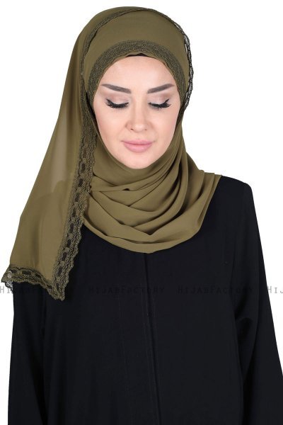 Carin - Khaki Praktisk Chiffon Hijab