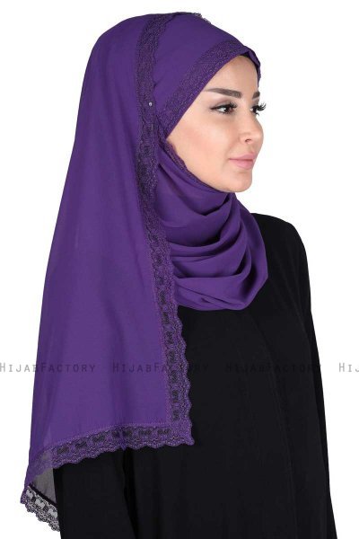 Carin - Lilla Praktisk Chiffon Hijab