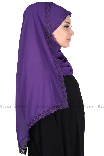 Carin - Lilla Praktisk Chiffon Hijab