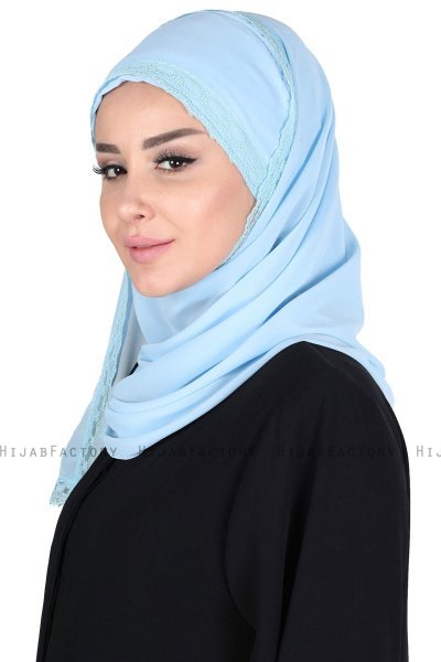 Carin - Lyseblå Praktisk Chiffon Hijab