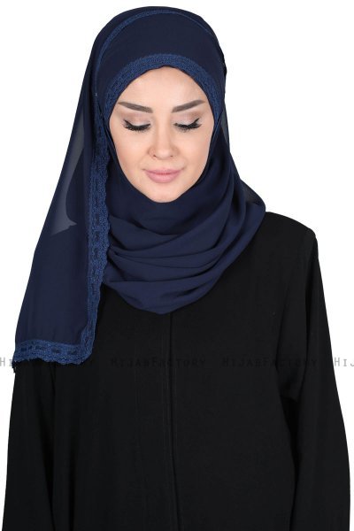 Carin - Marine Blå Praktisk Chiffon Hijab