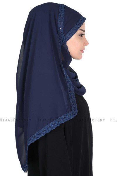 Carin - Marine Blå Praktisk Chiffon Hijab