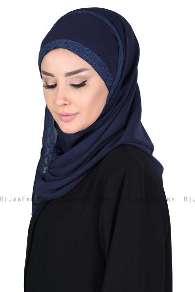 Carin - Marine Blå Praktisk Chiffon Hijab