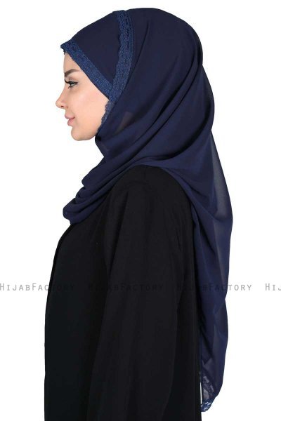 Carin - Marine Blå Praktisk Chiffon Hijab