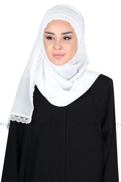 Carin - Offwhite Praktisk Chiffon Hijab