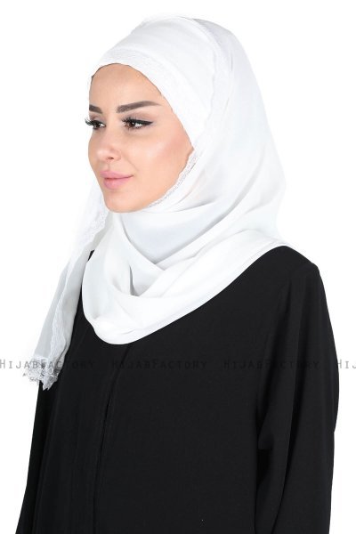Carin - Offwhite Praktisk Chiffon Hijab