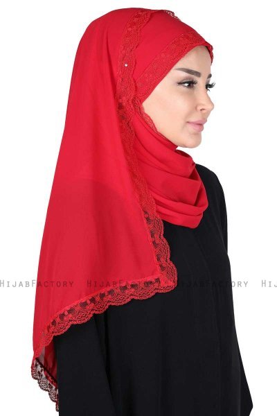 Carin - Rød Praktisk Chiffon Hijab