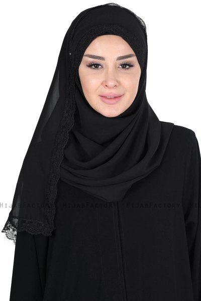 Carin - Sort Praktisk Chiffon Hijab