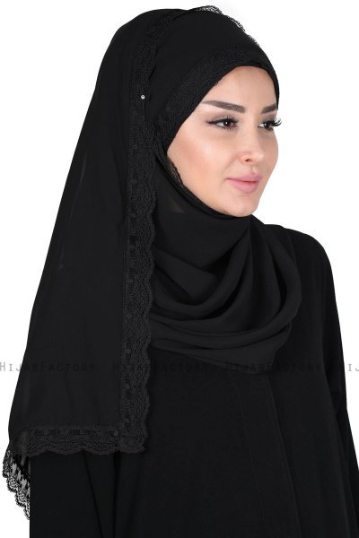 Carin - Sort Praktisk Chiffon Hijab