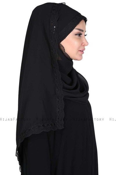 Carin - Sort Praktisk Chiffon Hijab