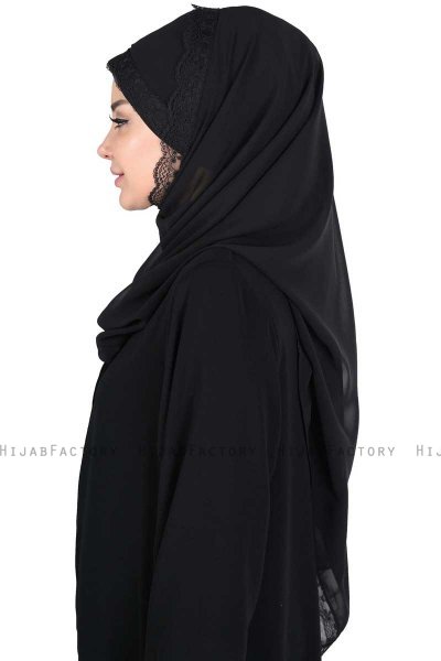 Carin - Sort Praktisk Chiffon Hijab