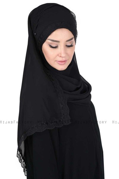 Carin - Sort Praktisk Chiffon Hijab