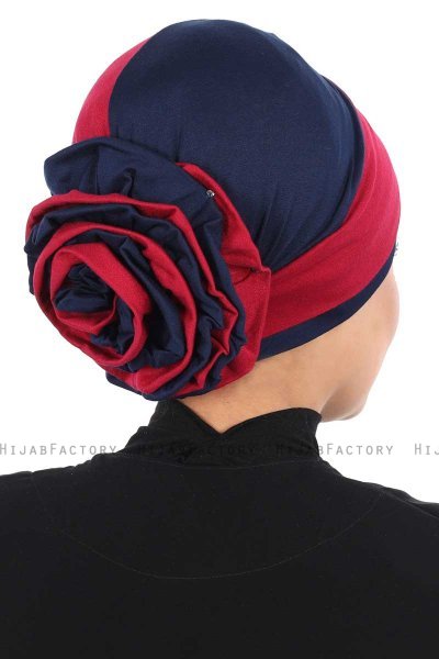 Clara - Bordeaux & Marine Blå Bomuld Turban
