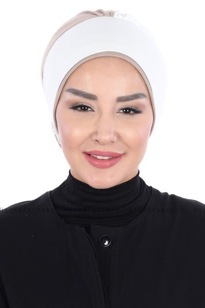 Clara - Creme & Taupe Bomuld Turban