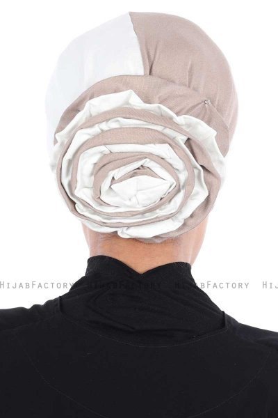 Clara - Creme & Taupe Bomuld Turban