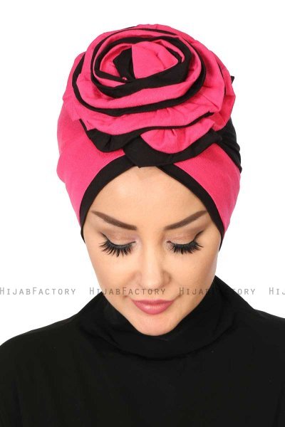Clara - Fuchsia & Sort Bomuld Turban
