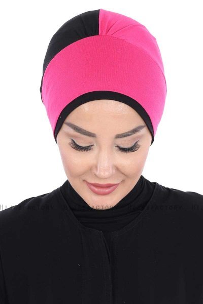 Clara - Fuchsia & Sort Bomuld Turban