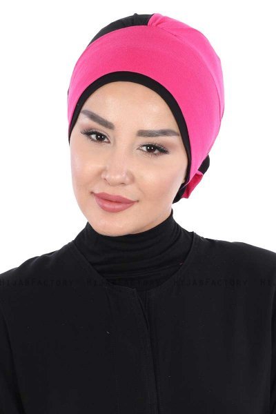 Clara - Fuchsia & Sort Bomuld Turban