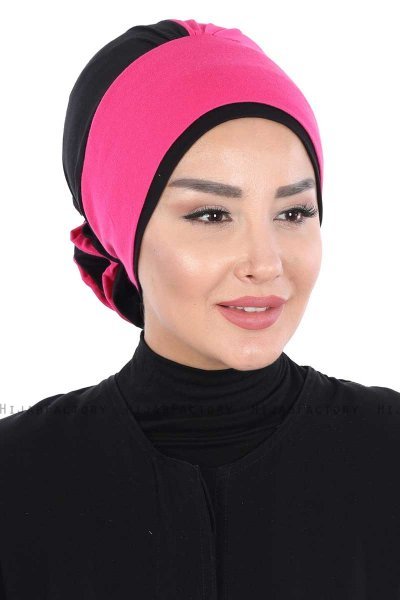 Clara - Fuchsia & Sort Bomuld Turban