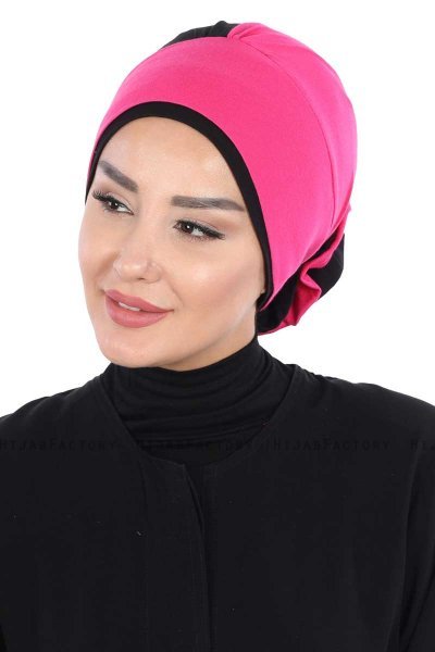 Clara - Fuchsia & Sort Bomuld Turban