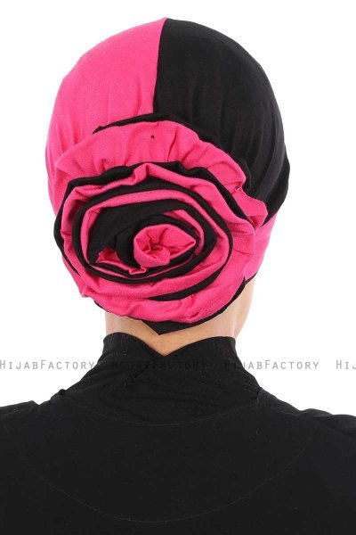 Clara - Fuchsia & Sort Bomuld Turban