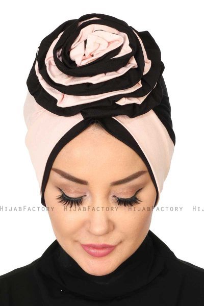 Clara - Gammelrosa & Sort Bomuld Turban