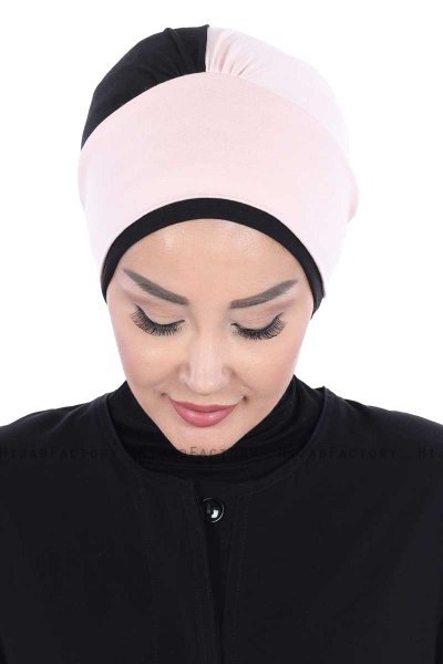 Clara - Gammelrosa & Sort Bomuld Turban