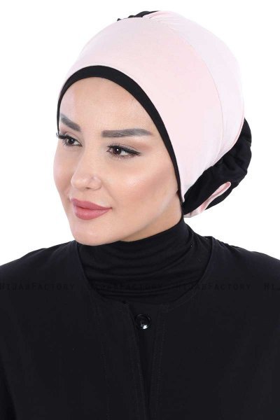 Clara - Gammelrosa & Sort Bomuld Turban