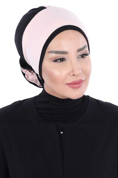 Clara - Gammelrosa & Sort Bomuld Turban