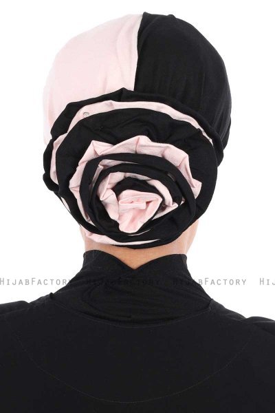 Clara - Gammelrosa & Sort Bomuld Turban
