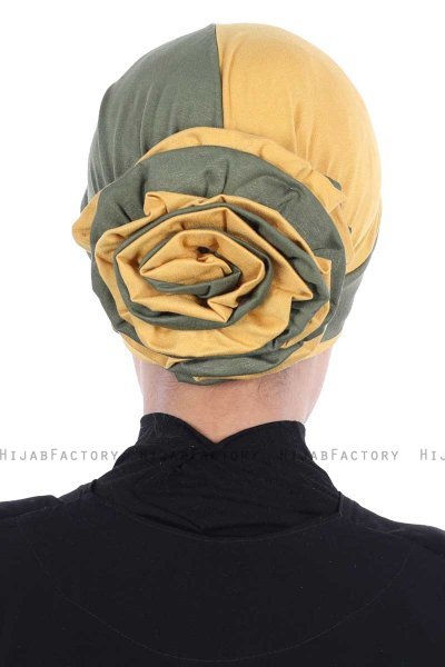 Clara - Khaki & Sennepsgul Bomuld Turban