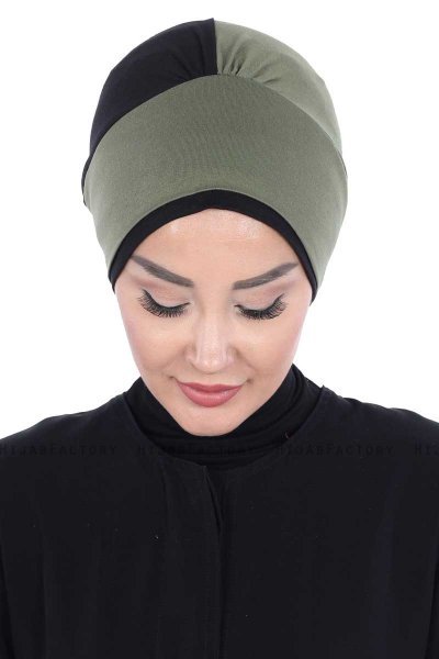 Clara - Khaki & Sort Bomuld Turban