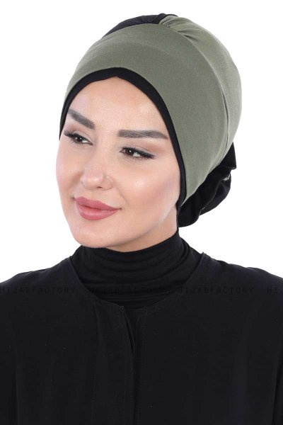 Clara - Khaki & Sort Bomuld Turban