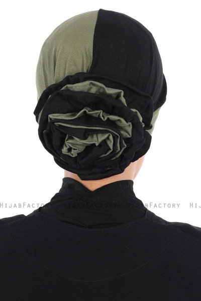 Clara - Khaki & Sort Bomuld Turban