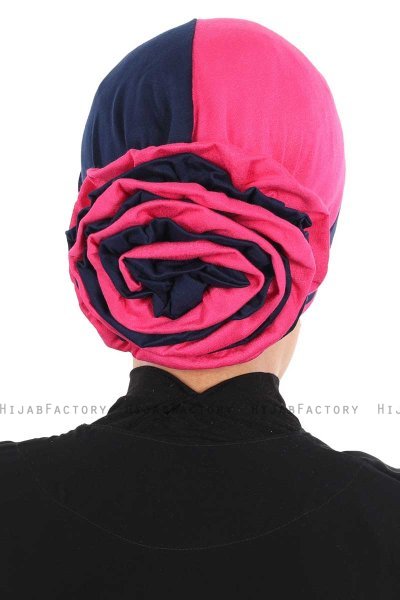 Clara - Marine Blå & Fuchsia Bomuld Turban