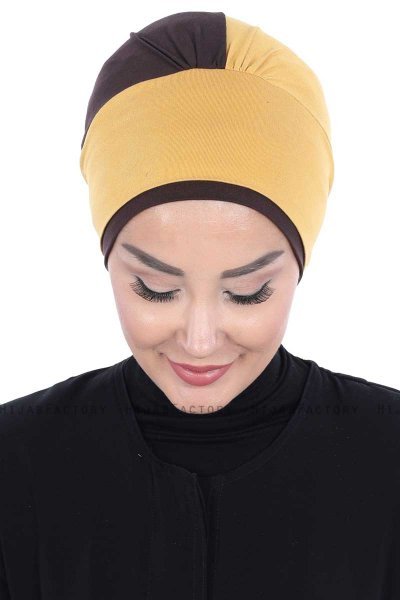 Clara - Sennepsgul & Brun Bomuld Turban