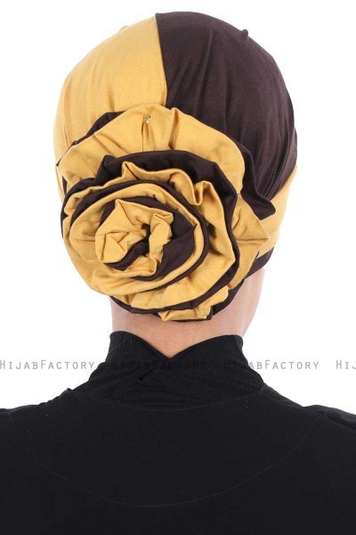 Clara - Sennepsgul & Brun Bomuld Turban