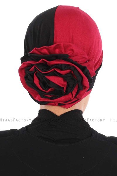 Clara - Sort & Bordeaux Bomuld Turban