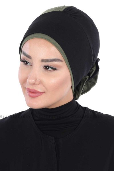 Clara - Sort & Khaki Bomuld Turban