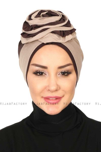 Clara - Taupe & Brun Bomuld Turban