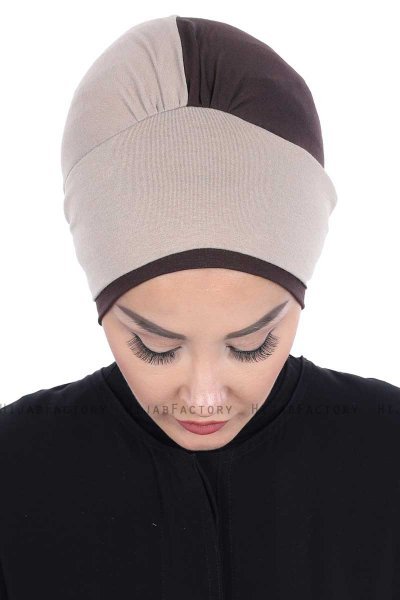 Clara - Taupe & Brun Bomuld Turban