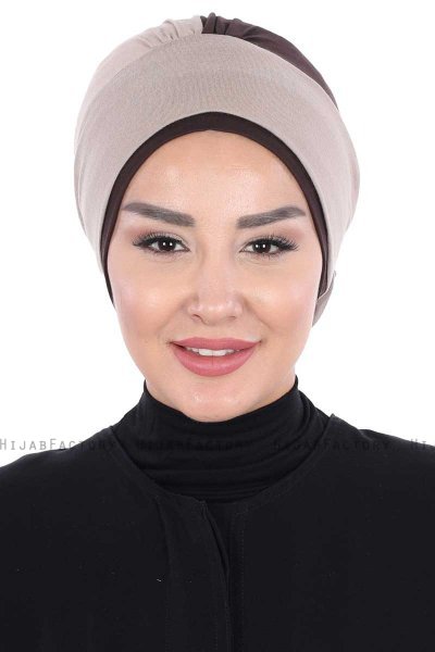 Clara - Taupe & Brun Bomuld Turban
