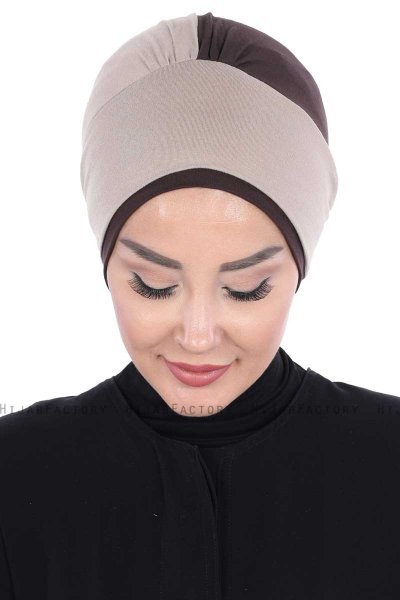 Clara - Taupe & Brun Bomuld Turban