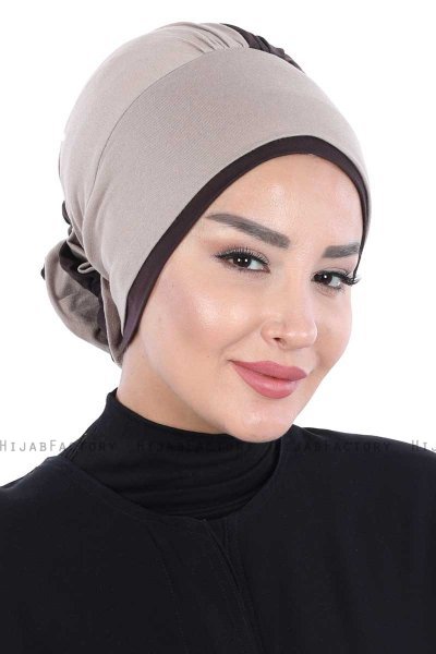 Clara - Taupe & Brun Bomuld Turban