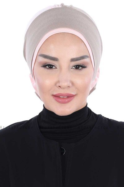 Clara - Taupe & Gammelrosa Bomuld Turban