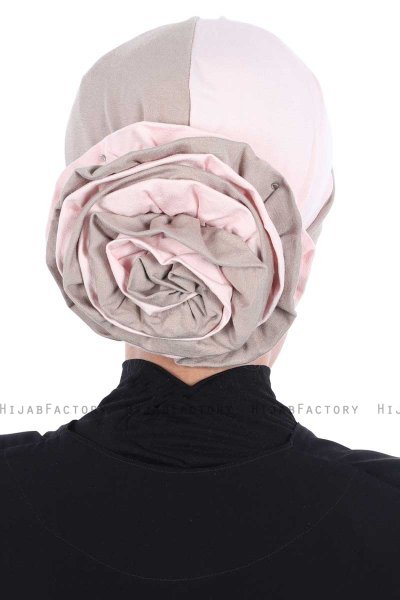 Clara - Taupe & Gammelrosa Bomuld Turban