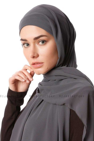Derya - Anthracite Praktisk Chiffon Hijab