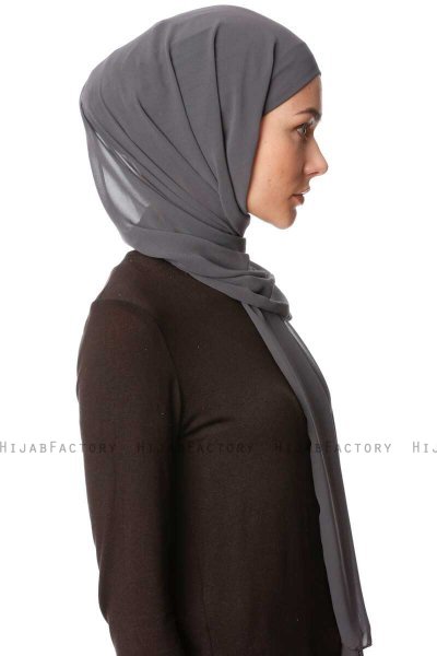 Derya - Anthracite Praktisk Chiffon Hijab
