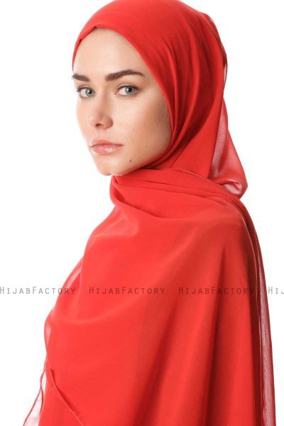 Derya - Hindbærrød Praktisk Chiffon Hijab