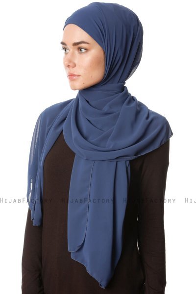 Derya - Indigo Praktisk Chiffon Hijab